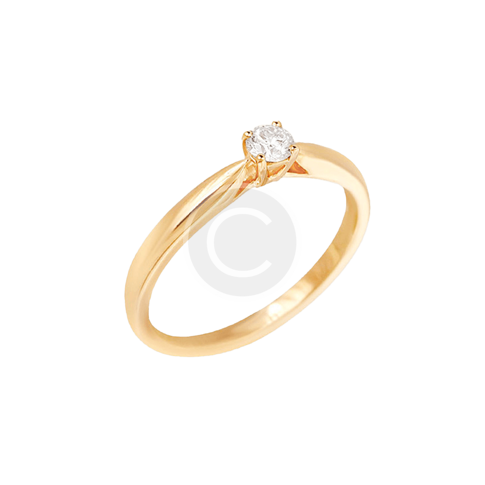 Yellow Gold Engagement Ring in White Diamond - GermanRings.SHOP