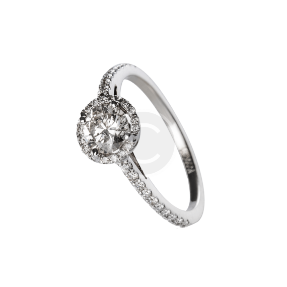 White Gold Engagement Ring in White Diamonds